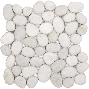 White Rectified Matte Pebble Interlocking - stone tile